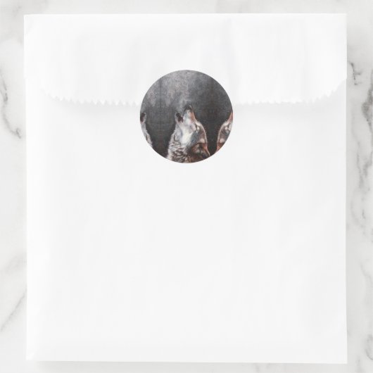 Drie Wolven Howling Ronde Sticker (Tas)