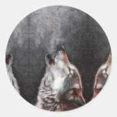 Drie Wolven Howling Ronde Sticker (Voorkant)