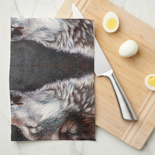 Drie Wolven Howling Theedoek (Quarter Fold)