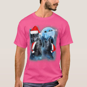 Drie wolven huilen onder de maan Kerstman Wo T-shirt