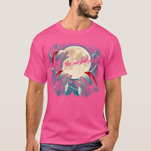 Drie wolven huilen onder de maan Kerstman Wo T-shirt (Voorkant)