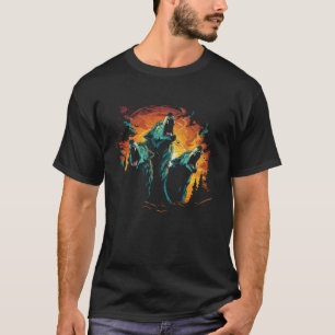Drie wolven huilen op de maan Cool Mannen s Wolf L T-shirt