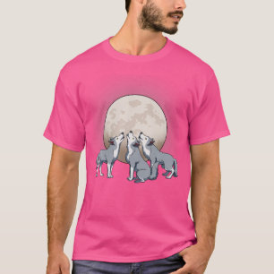 Drie wolven huilen op de maan t-shirt