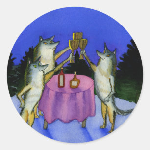Drie Wolven in Sneeuw Ronde Sticker