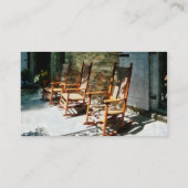 Drie Wooden Rocking Chairs op Sunny Porch Visitekaartje (Achterkant)