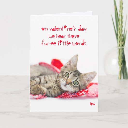 Drie woordjes kitten Valentijn Feestdagen Kaart (Voorkant)