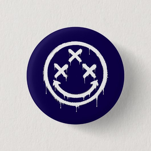 Drie X-Ogen Graffiti Glimlach Ronde Button 3,2 Cm (Voorkant)