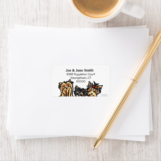 Drie Yorkies Clean en Simple Etiket (Insitu)