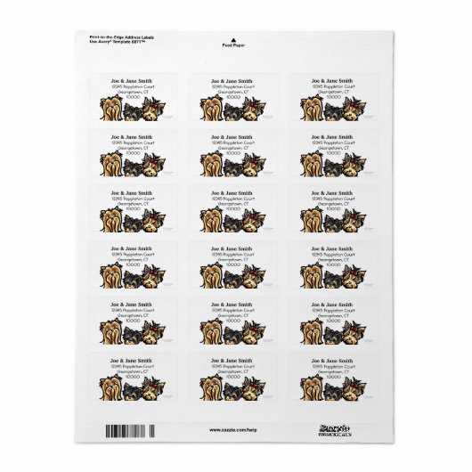 Drie Yorkies Clean en Simple Etiket (Full Sheet)