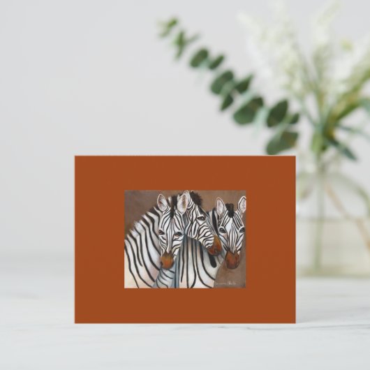 Drie Zebras Briefkaart (Staand voorkant)