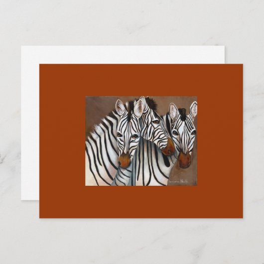 Drie Zebras Briefkaart (Voorkant / Achterkant)