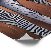 Drie zebra's grazen in weide poster (Hoek)