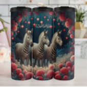 Drie zebra's in een Rozen tuin Thermosbeker