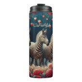 Drie zebra's in een Rozen tuin Thermosbeker (Voorkant)