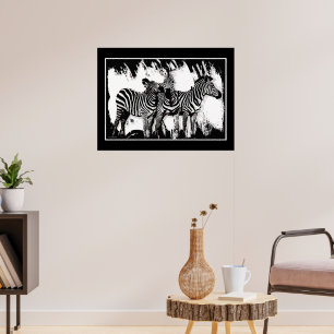 Drie zebra's schilderen poster