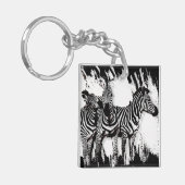Drie zebra's schilderen sleutelhanger (Voorkant Links)