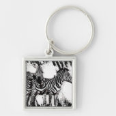Drie zebra's schilderen sleutelhanger (Voorkant)