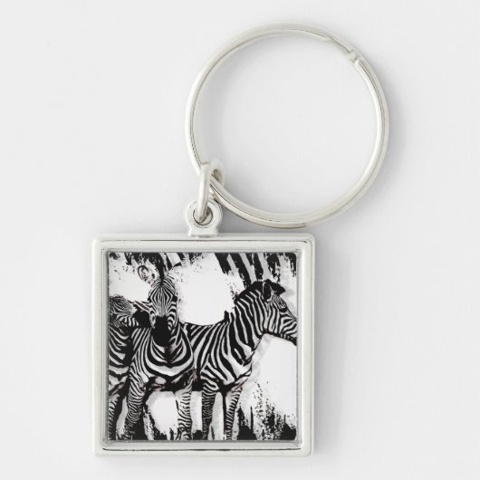 Drie zebra's schilderen sleutelhanger (Voorkant)