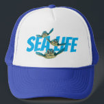 Drie Zeeen schildpadden "Zee Life" Trucker Pet<br><div class="desc">Drie baby schildpadden zwemmen in de blauwe oceaanwateren op dit leuke aquatische ontwerp. In de tekst staat "Zee Life".</div>