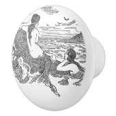 Drie Zeemeermin aan de kust Keramische Knop (Rechts)