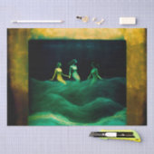 Drie Zeemeermin gevangen in een gouden Lijst Tissuepapier (Craft)