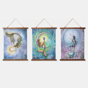 Drie zeemeerminnen Kunstwerk van Molly Harrison Hangend Wandkleed