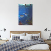 Drie zeemeerminnen zwemmen onder water canvas afdruk (Insitu (Slaapkamer))