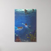 Drie zeemeerminnen zwemmen onder water canvas afdruk (Voorkant)