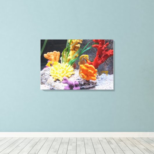 Drie zeepaarden canvas afdruk (Insitu (Houten vloer))