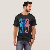 Drie zeepaarden in verschillende kleuren t-shirt (Voorkant volledig)