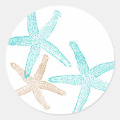 Drie zeesterren Prints Ronde Sticker (Voorkant)