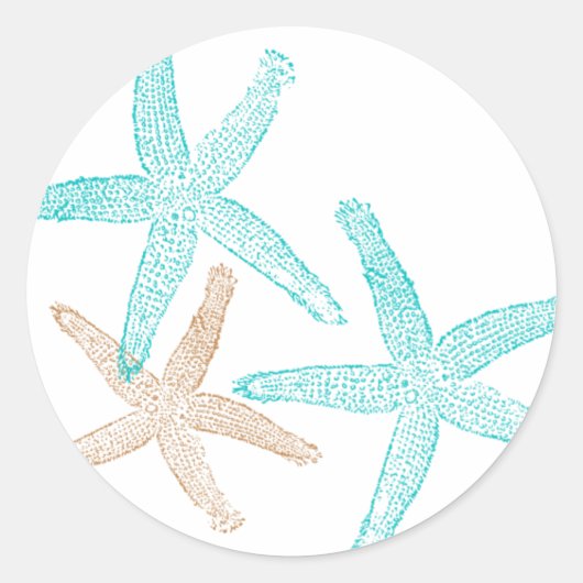 Drie zeesterren Prints Ronde Sticker (Voorkant)