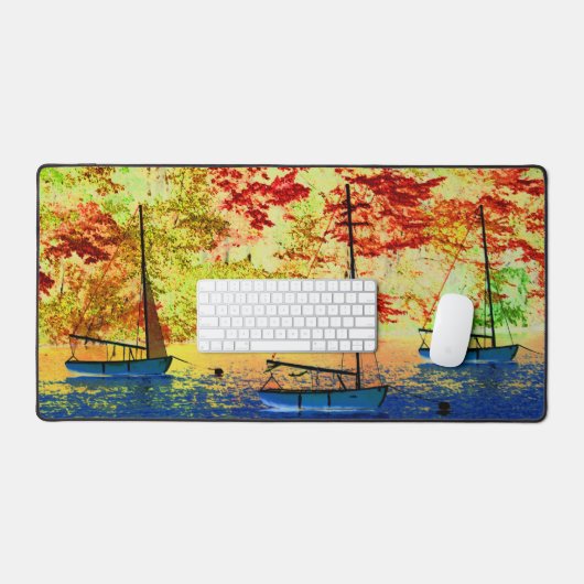 Drie zeilboten Autumn Sky Herfst Scene Bureaumat (Keyboard & Muis)