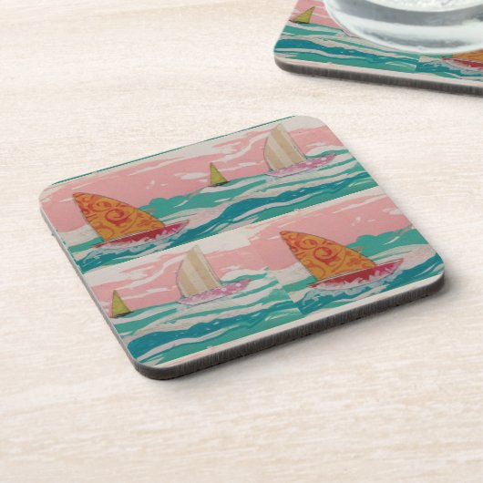 Drie zeilboten bier onderzetter (Linkerzijde)