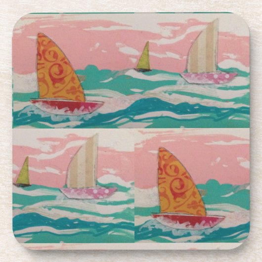 Drie zeilboten bier onderzetter (Voorkant)
