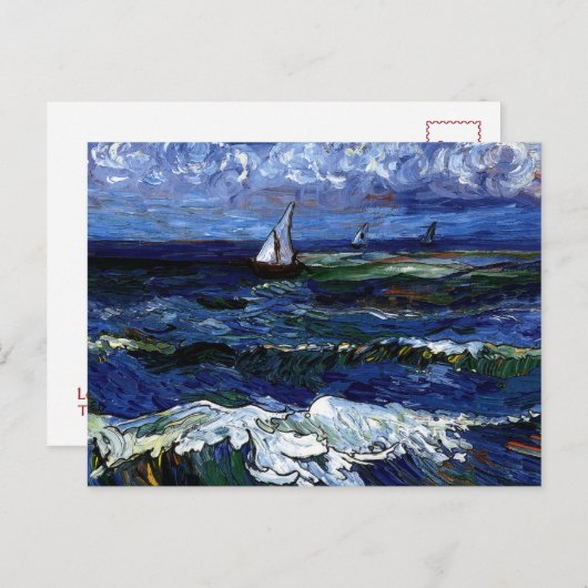 Drie zeilboten briefkaart (Voorkant / Achterkant)