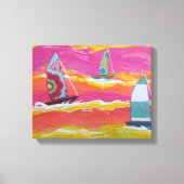 Drie zeilboten uitgerekt canvas Print (Voorkant)