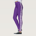 Drie zijstreep Paarse Leggings - aangepaste kleure<br><div class="desc">Aangepaste Kleuren Sport Drie Side Stripe Leggings - Kies / Voeg uw favoriete Leggings en Stripe Kleuren / ook tekst / meer - Formaat wijzigen en verplaatsen of verwijderen / toevoegen van elementen / kleuren of tekst met Customization Tool. Ontwerp door MIGNED</div>