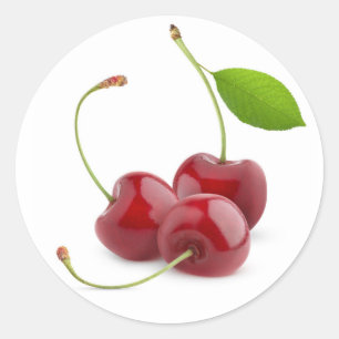 Drie zoete kersen ronde sticker
