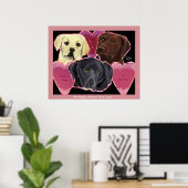 Drie zoete labs poster (Thuiskantoor)