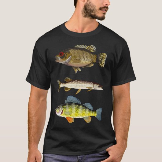 Drie zoetwatervissen t-shirt (Voorkant)