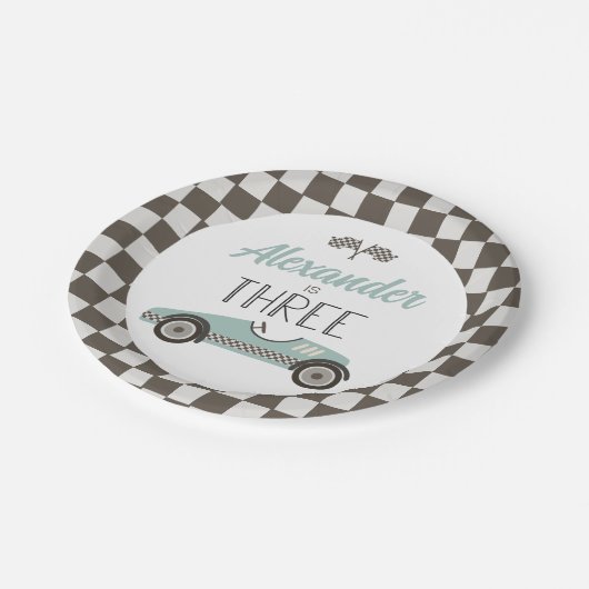 Drie zondagse Borden voor  racewagens Papieren Bordje (Gekanteld)