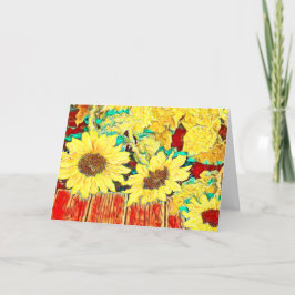 Drie zonnebloemen bedankkaart