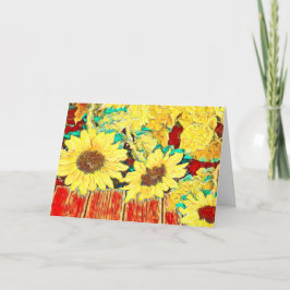 Drie zonnebloemen bedankkaart