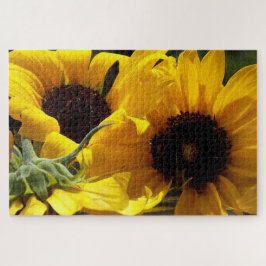 Drie zonnebloemen Botanische Kunst Fotografie Legpuzzel