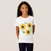 Drie Zonnebloemen Botanische Kunst T-shirt (Voorkant volledig)