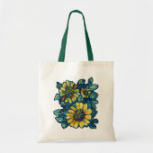 Drie zonnebloemen, Floral Art Canvas tas (Voorkant)