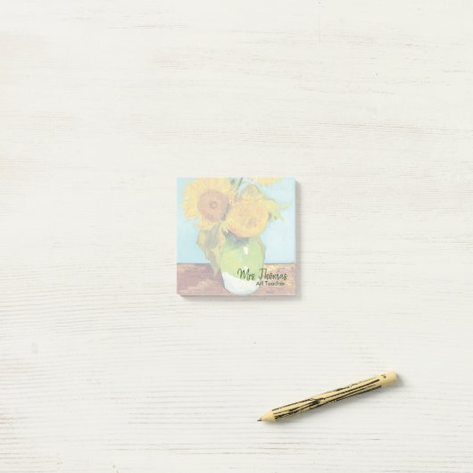 Drie Zonnebloemen Gepersonaliseerd Post-it Nota 3x Post-it® Notes (Op bureau)