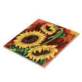 Drie zonnebloemen geschilderde Tegel Tegeltje (Zijkant)