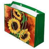 Drie zonnebloemen Gift Bag Groot Cadeauzakje (Achterkant Gekanteld)